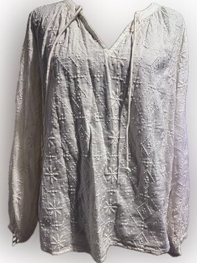 Old Navy Cream Embroidered Peasant Tunic